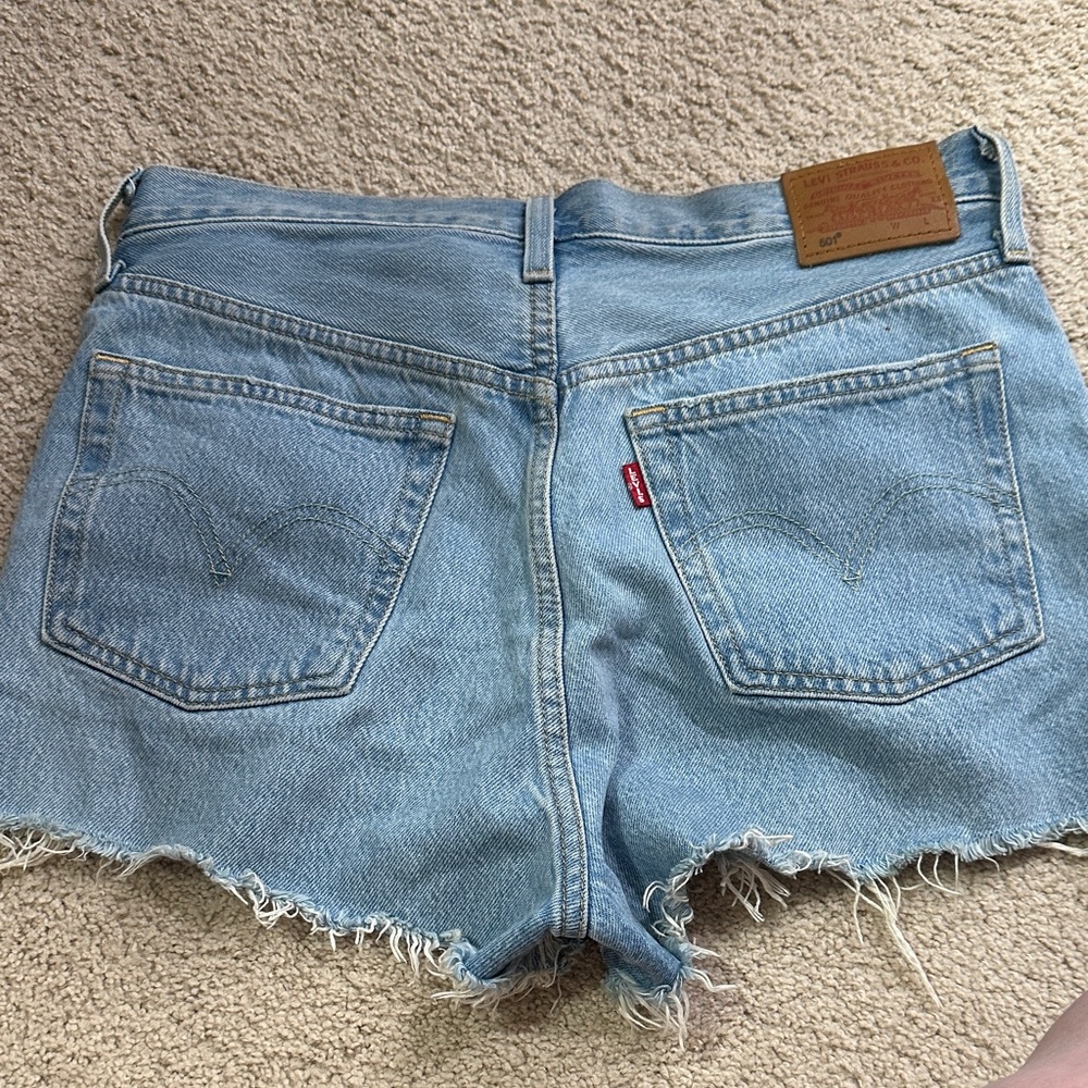 Levi's Women's Light Blue Frayed Denim Shorts